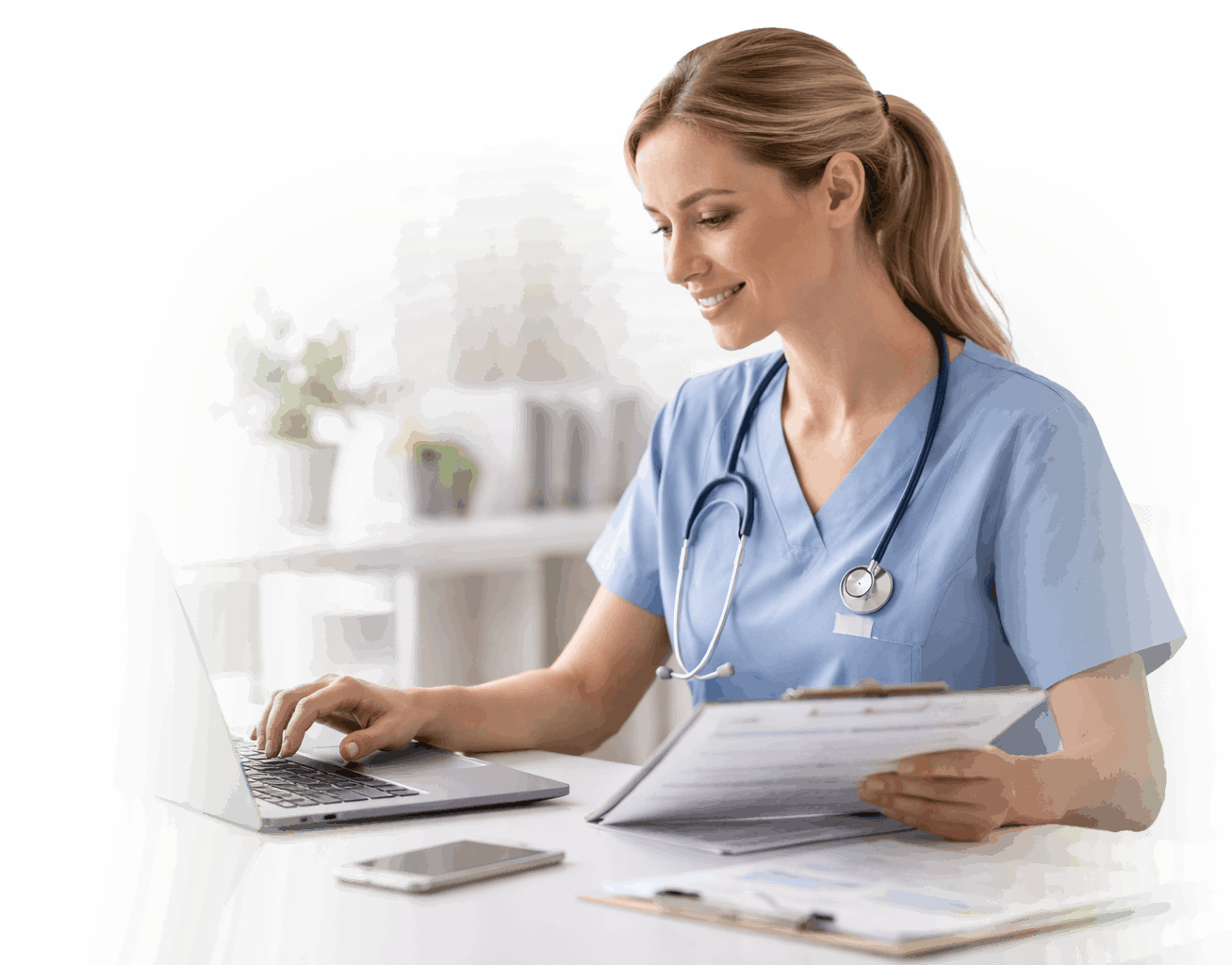 Medical coding specialist reviewing charts